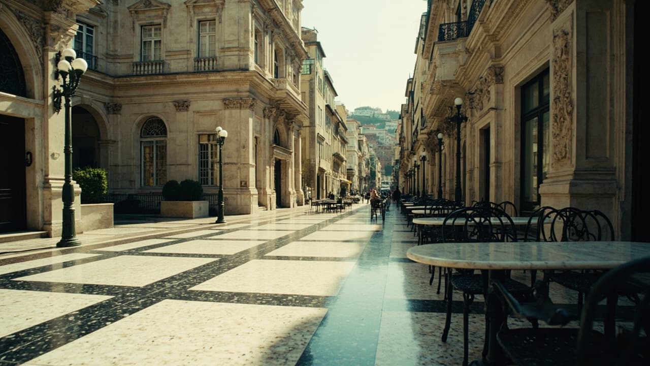 Chiado neoclassical street with calçada mosaic and café terraces, Lisbon - Chiado